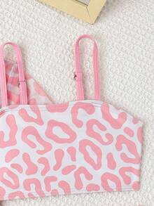 Bộ đồ bơi 3 món cho bé gái, họa tiết da báo hồng dễ thương, kiểu dáng thời trang, thanh lịch, phù hợp cho bơi lội, nghỉ mát và mùa hè. - Hồng - Xem 4