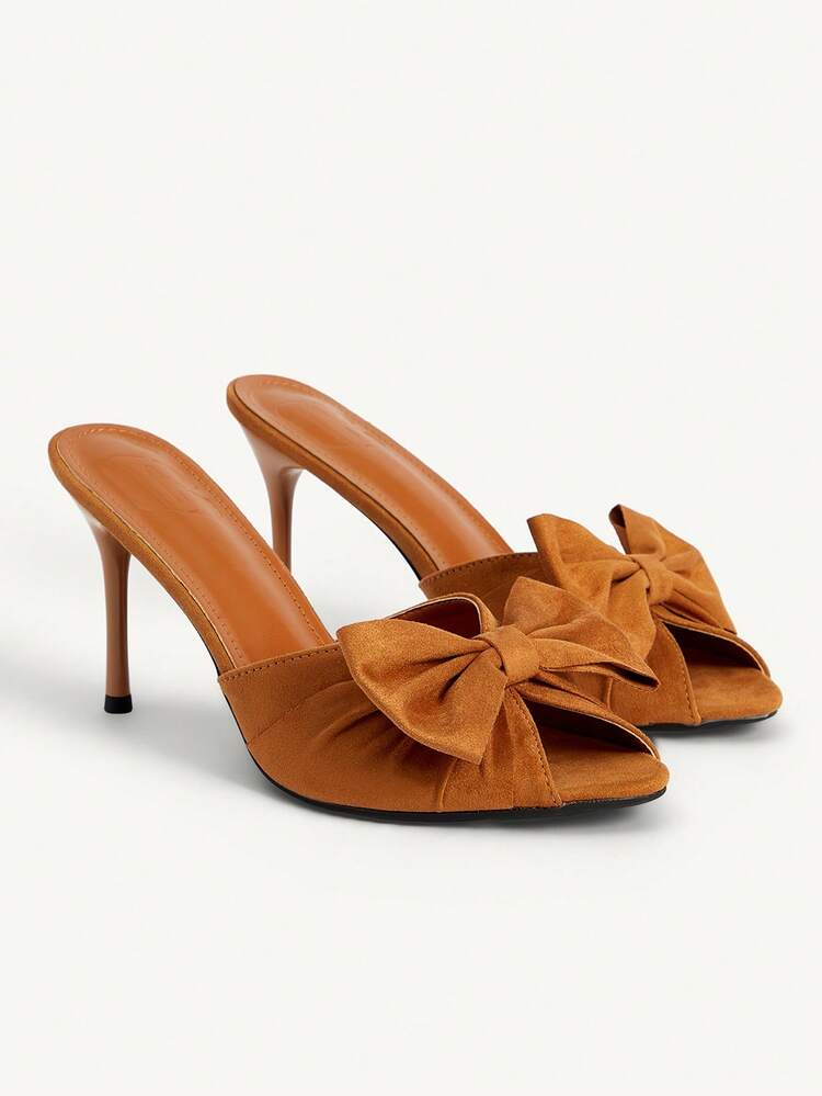 CUCCOO CHICEST Women Shoes Spring And Summer New Sexy Bow Peep ToeStiletto High Heel Slip-On 9.2 Cm Women's High Heel Sandals Suede Solid Color Shopping Dating Shoes Summer Shoes Wedding Shoes Bride Shoes