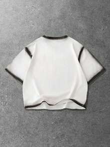 ROMWE MEN Street Life Spring/Summer Casual Graphic White Men'S Casual Round Neck Loose Fit Handpainted T-Shirt, Summer - White - View 3