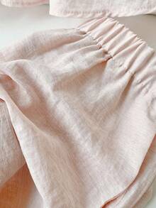Women's Casual Blue Knitted Camisole And Shorts Set, Brand - 粉紅色 2 - 查看 4