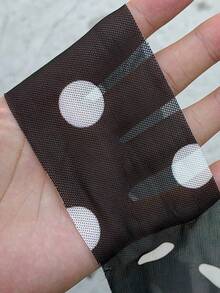 FavEase Black & White Polka Dot Mesh Print Ribbon V-Neck Camisole Top, Women's Spring/Summer , Fashionable Commuting, Minimalist Elegant Cute Retro Teacher/Student/Date/Casual Versatile - Black - View 7