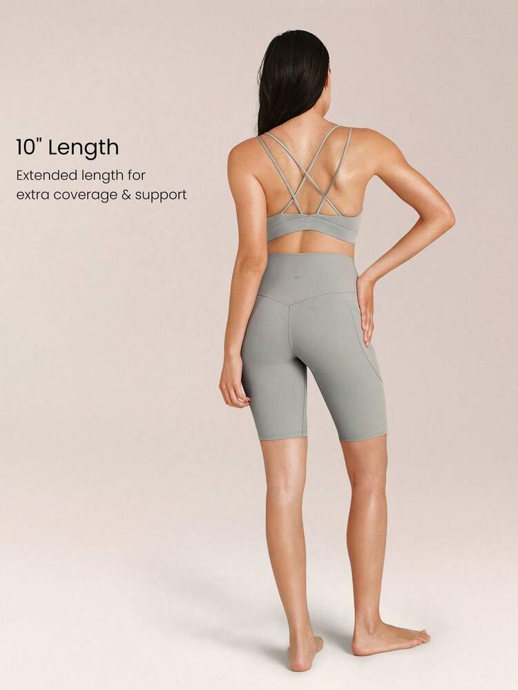 10" FeatherFit™ Flex Biker Shorts With Side Pockets Low Impact Yoga Pilates Daily