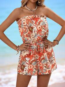 Swim Vcay 女士新款露背吊带背心，适合夏威夷风、波西米亚风、沙滩派对、佩斯利印花和西部风印花连体裤，弹性连身裤，适合春、夏、秋季穿着。 - 彩色 - 查看 3