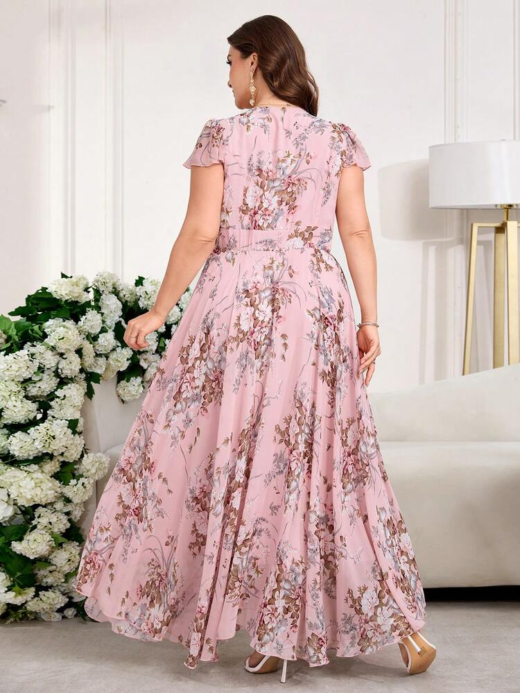 Vestido floral elegante de talla grande para el verano - Multicolor - Añade 2
