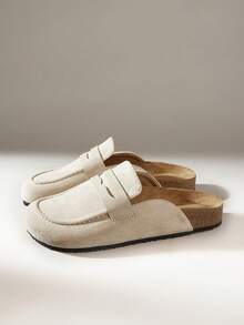 Solecia Women's Vintage Fashion Comfortable Versatile Simple Baotou Suede Outer Wear Flat Bottom Muller Slippers - Off-white - View 2