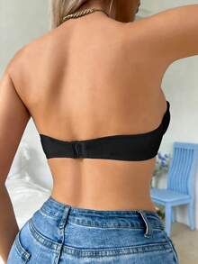 DesireSculpt 1pc Women's Underwire Lace Front Closure Supportive Bra - Black - View 2