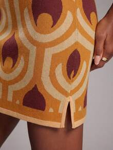 NYA SZN 修身连衣裙，印花图案，适合特殊场合、度假旅行、机场休闲、外出夜游等，风格简约复古，秋冬季通勤皆宜，是女性的理想之选。 - 彩色 - 查看 4