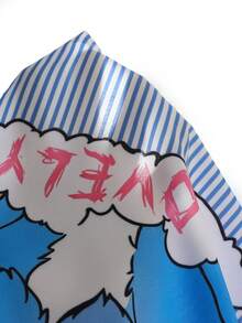 SHEIN Tween Girl Casual Striped Shirt & Pants T-Shirt Set, Suitable For Vacation, Outing, School, Ins Style - Blue - View 6