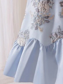 SHEIN 少女无袖碎花休闲雪纺连衣裙 - 藍色 - 查看 10