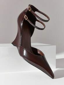 SHUZIA Giày cao gót đế xuồng mũi nhọn, quai kép thời trang gợi cảm dành cho nữ. - Màu nâu Sô-cô-la - Xem 7