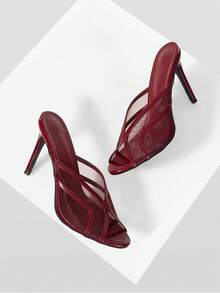 Mnmlis Women's Fashion Daily Wear Slip-On High Heel Sandals - Red - View 5