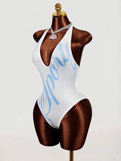 Mistrie 2026 New Sexy Backless V-Neck Fitted Printed Romper For Women, Suitable For Beach Vacation