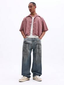 SUMWON Men's Plaid Short Sleeve Button Down Shirt Casual Summer Checkered Pattern Regular Fit Classic Collar - Red - View 5