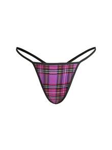 Fantasy Costume Bộ đồ lót gợi cảm 3 món dành cho nữ, họa tiết kẻ caro, buộc dây phía trước, viền ren, dùng để hóa trang (áo ngực không gọng, quần lọt khe và váy). - Nhiều màu - Xem 10