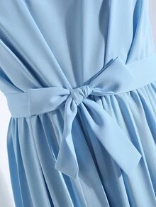 SHEIN Teen GirlAsymmetric Shoulder Jumpsuit, Fashion Elegant Wide Leg Pants With Belt, Suitable For Daily Outings And Gatherings, Spring/Summer - Black - View 5