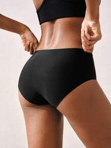 Veilyse 3 件装女士薄款性感纯色内裤，无缝中腰内衣女士雪纺三角裤 - 彩色 - 查看 2
