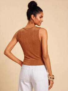 Travachic Áo tank top nữ màu trơn, cổ nhún xếp ly, thời trang, đa năng, thích hợp cho kỳ nghỉ hè, nghỉ xuân, tiệc tùng, đi biển, mùa xuân, ngày Valentine, quà Valentine cho nữ, trang phục lễ hội, thanh lịch, lễ hội, từ xuân sang hè, tiệc tùng, trang phục lễ hội, phong cách boho Mexico cho nữ. - màu nâu - Xem 2