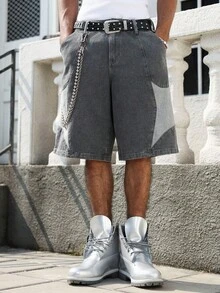 Manfinity EMRG Men's Casual Distressed Dark Grey Denim Shorts - Dark Grey - View 4