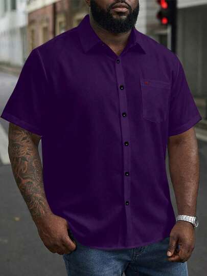 ResortEase Camisa de manga corta de unicolor para hombres talla grande, de moda para el verano