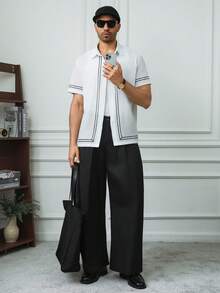 HUEFORM 男士直筒黑色长裤，简约宽松设计，适合日常休闲穿着、周末外出、音乐节、派对及其他社交场合。这款长裤是男士衣橱中不可或缺的百搭单品。 - 黑色 - 查看 4