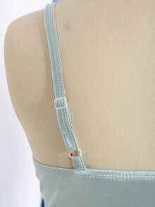 SHEIN 少女优雅连衣裙，绿色吊带修身针织缎面连衣裙，春夏时尚高端连衣裙 - 綠色 - 查看 6