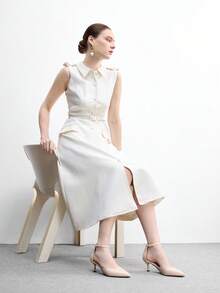 CUCCOO BIZCHIC 女士高跟鞋，新款裸色尖头细高跟鞋，法式镂空搭扣通勤鞋，优雅百搭约会宴会裙装搭配 - 杏色 - 查看 2