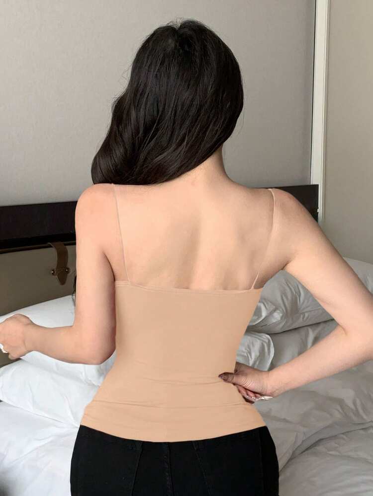Built-In Padded Ruched Design Fitted Camisole Tank Top