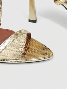 CUCCOO SZL Sandales à talons moyens pointues sexy et à la mode pour femmes, convenant pour le travail, les sorties, les fêtes et autres occasions - Or moyen - Voir 4