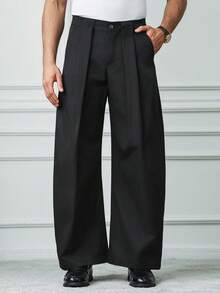 HUEFORM 男士直筒黑色长裤，简约宽松设计，适合日常休闲穿着、周末外出、音乐节、派对及其他社交场合。这款长裤是男士衣橱中不可或缺的百搭单品。 - 黑色 - 查看 5