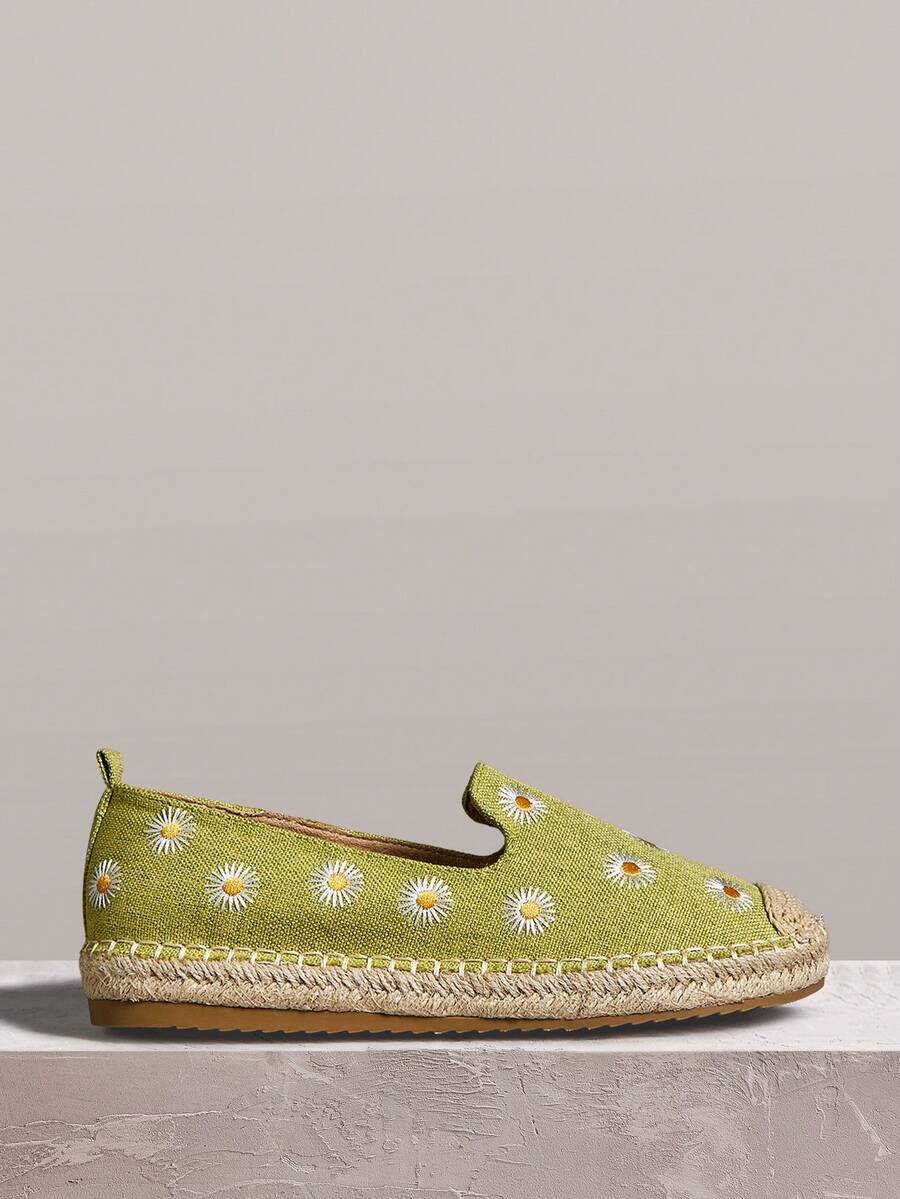 Styleloop 女士休闲雏菊刺绣波西米亚风一脚蹬乐福鞋 - 藏蓝色 - 查看 1