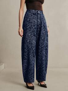 Anewsta Quần jeans ống loe dáng suông màu cà phê, cạp cao, in kỹ thuật số, thiết kế hiện đại, tôn dáng dành cho nữ, mẫu mới Xuân/Thu. - Màu xanh lam - Xem 7