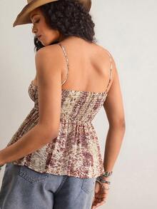 Freevana Áo Cami peplum thắt nút phía trước dành cho mùa hè - Nhiều màu - Xem 2