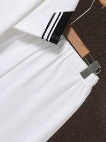2pcs/Set Teen Boys' Fashionable White T-Shirt And Shorts,Soft Comfortable Summer Streetwear Holiday Outfit For Sports,School,Outings And Photography - White - View 7