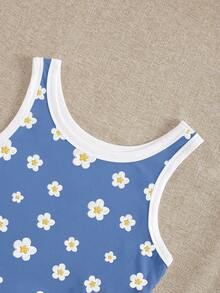 INAWLY Blusa sin mangas ajustada con estampado floral para mujer - Multicolor - Ver 4