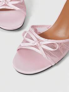 Sleekvia Summer New Belt Wear High-Heeled Women's Slippers - Pink - View 3