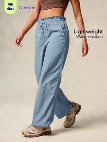 OutZeal Women Outdoor Pants Camping Hiking Water-Resistant Lightweight Drawstring Waist Wide Leg Bottoms - Blue - View 12