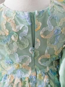 SHEIN Glamorique Kids 女婴花童伴娘礼服，婚礼，花童，优雅，3D玫瑰，生日派对，派对表演，适合正式场合 - 綠色 - 查看 3