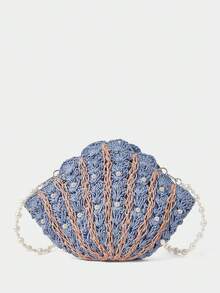 SHECARRY Women's Shoulder Bag Fashion Woven Fan Clutch Bag - Multicolor - View 3