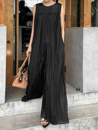 FRIFUL 女士纯色宽松休闲无袖连体裤，春夏百搭