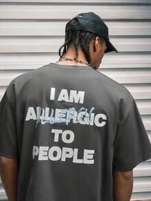 Modcrash K-GLORY Men's Casual Versatile Minimalist Street Slogan Graphic Short Sleeve T-Shirt - Dark Grey - View 3