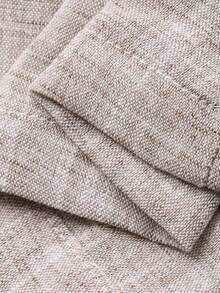 DAZY 女士春秋季休闲度假通勤纯色交叉领系带衬衫和裤子两件套 - 卡其色 - 查看 9