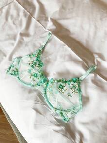 DAZY Colorful Lace Sexy Hollow Out Adjustable Spaghetti Strap Bra For Women - Green - View 7