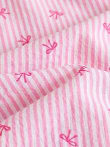 Emery Rose Kids Emery Rose Kids Bộ đồ thể thao thường ngày cho bé gái, thích hợp đi học, nghỉ hè, đi làm, gồm áo hai dây dáng chữ A phối họa tiết, thắt nơ và sọc, kết hợp cùng quần ống rộng cũng phối họa tiết. - Hồng - Xem 11
