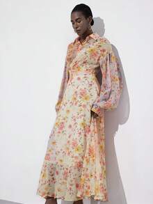 Aveloria Modichic Đầm dài tay bằng vải chiffon in họa tiết hoa chuyển màu, phong cách đồng quê lãng mạn, thích hợp cho hoạt động ngoài trời mùa xuân/hè, thiết kế cổ áo sơ mi, chi tiết nhún eo, tay áo rộng bồng bềnh, chất liệu nhẹ, lý tưởng cho kỳ nghỉ, hẹn hò, mua sắm, dã ngoại, tiệc vườn, tiệc trà chiều, dự đám cưới, triển lãm nghệ thuật và du lịch, thể hiện vẻ đẹp duyên dáng và thanh lịch. - Nhiều màu - Xem 3