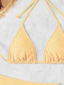 Swim Mod Bộ đồ bơi đi biển 3 món màu trơn dành cho nữ - Màu vàng - Xem 3