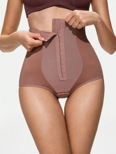 SHAPORA Women's High Waist Contrast Color Front Button Shapewear Pants, Suitable For Daily Wear