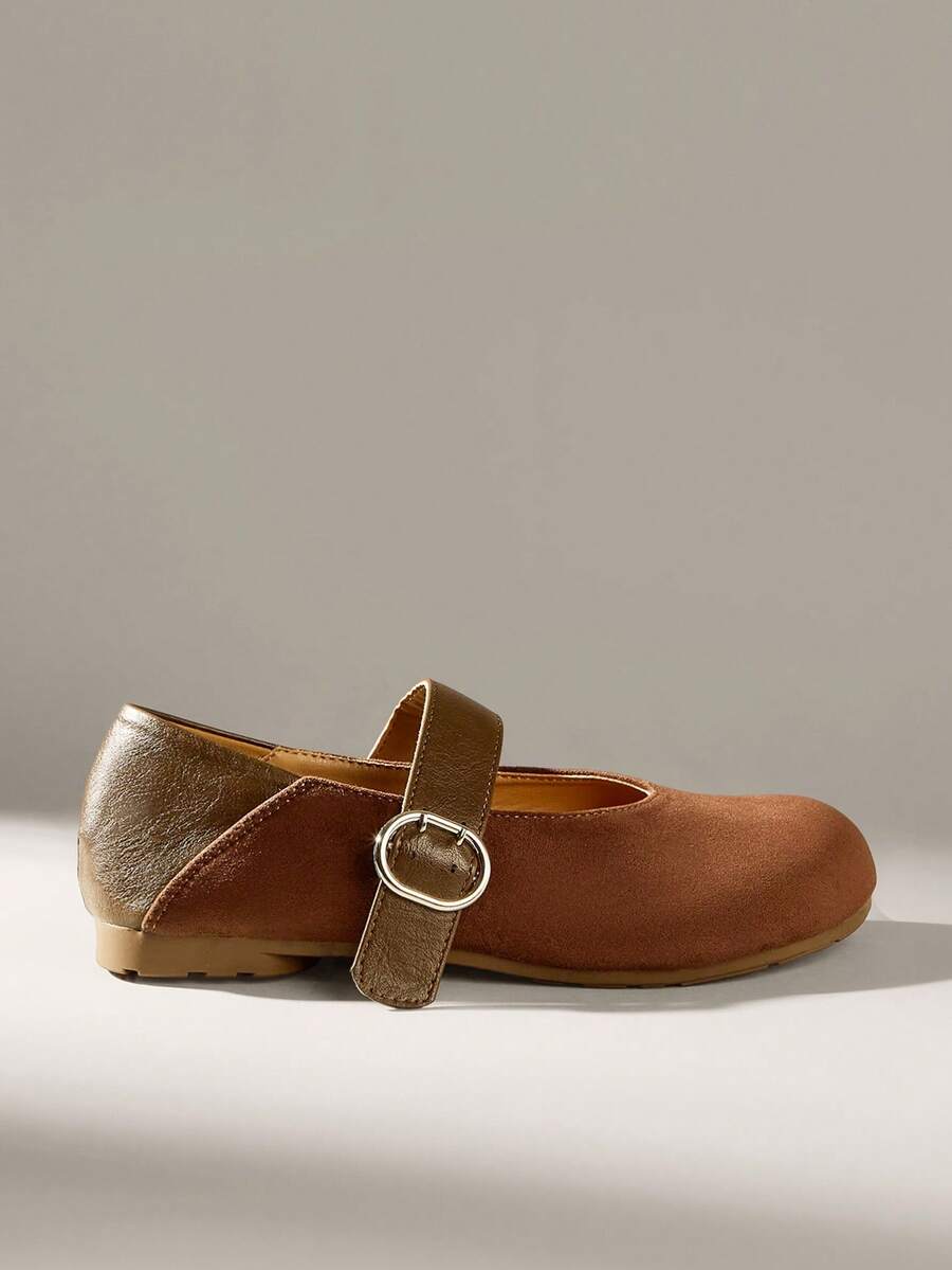 Solecia 女士搭扣设计休闲百搭平底鞋 - 棕色 - 查看 1