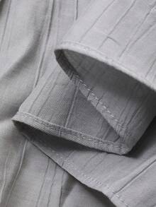 Dazy-Less 纹理面料休闲沙滩度假宽松系带开衫衬衫，适合女士春夏商务休闲场合。 - 灰色 - 查看 9