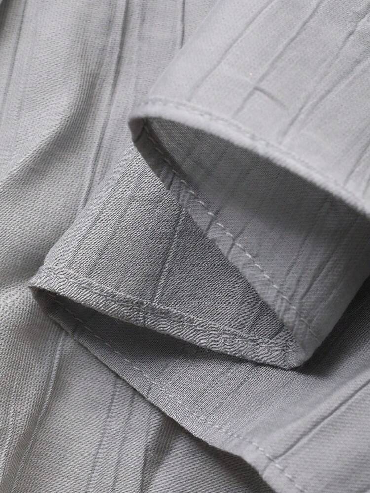 Textured Fabric Casual Beach Vacation Loose Tie-Front Cardigan Shirt For Women, Spring & Summer Business Casual Woman