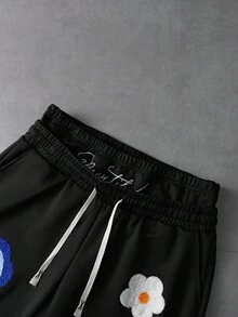 Manfinity Roghcode Men's Embroidered T-Shirt And Shorts Set - Black and White - View 8